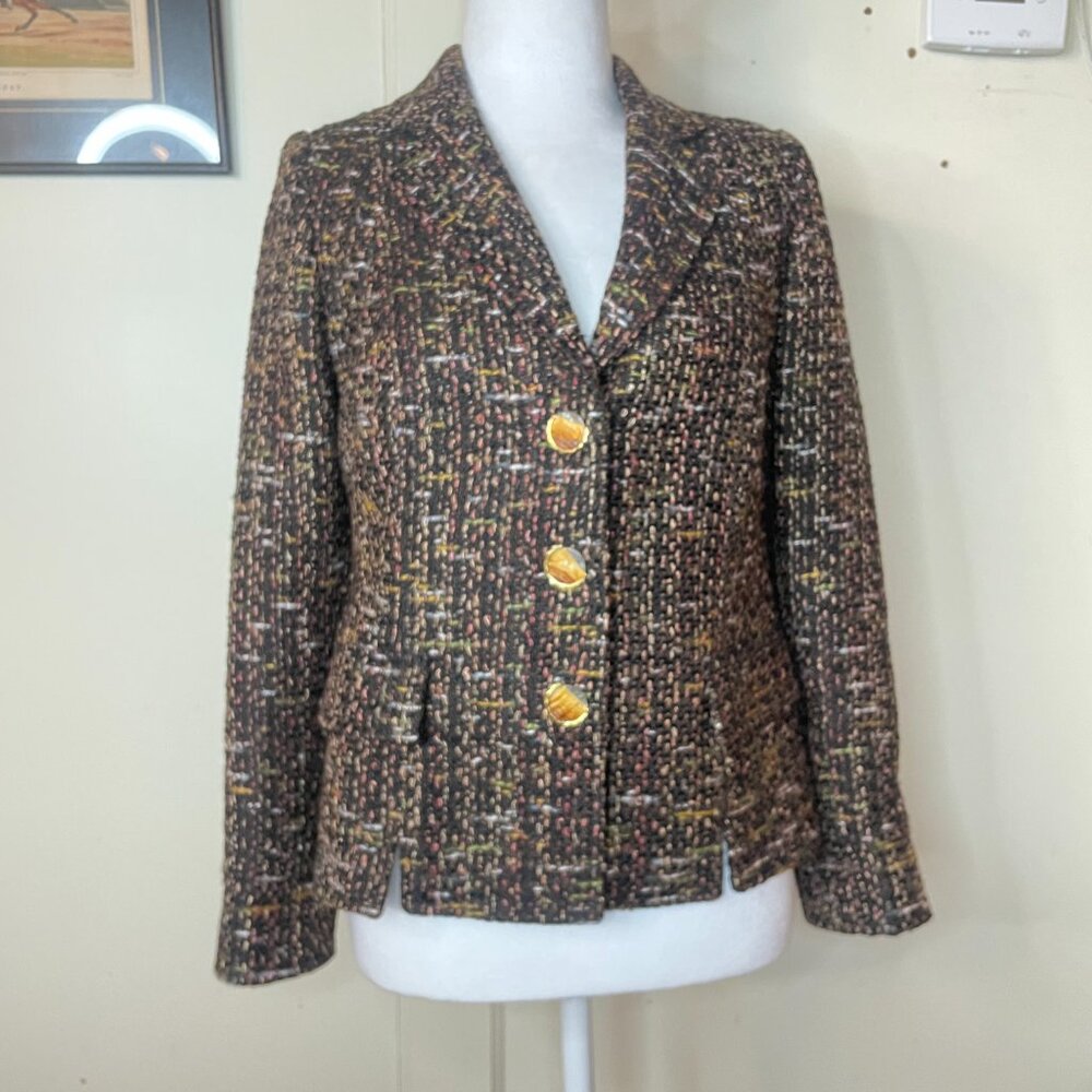Tosca Couture Brown Rust Yellow Wool Jacket Petite